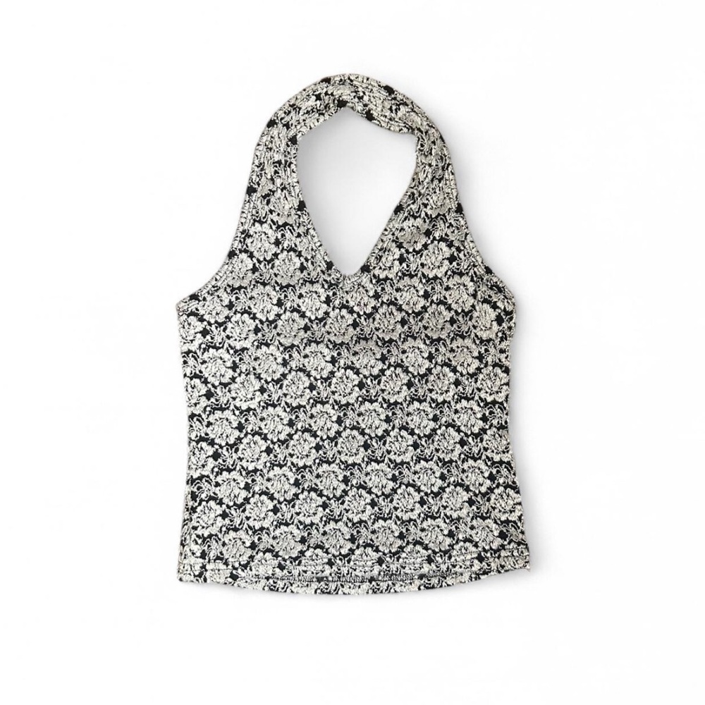 Vix Black and White Floral Halter Camisole